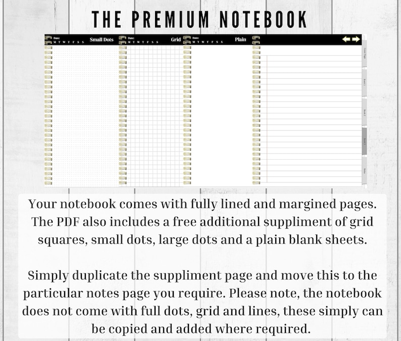 Notebook PDF Template, Compatible With Remarkable 1 & 2, Additional ...