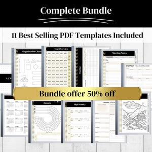 Pacchetto di modelli compatibili con Remarkable 1 e 2 / Planner, Organizzatori, Quaderni, Liste di cose da fare, Diagrammi, Note di riunione, Agenda 24/25 + altro