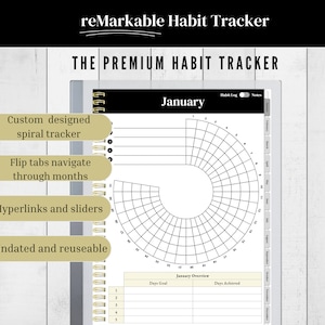 Habit Tracker | reMarkable templates | Productivity Tracker | remarkable 2 | Monthly Goals