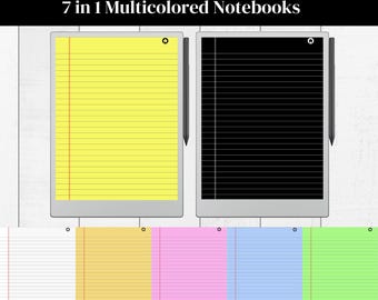Color Paper Notebook for the reMarkable Paper Pro | 7 in 1 Colour Notebooks | Hyperlinked PDF Templates