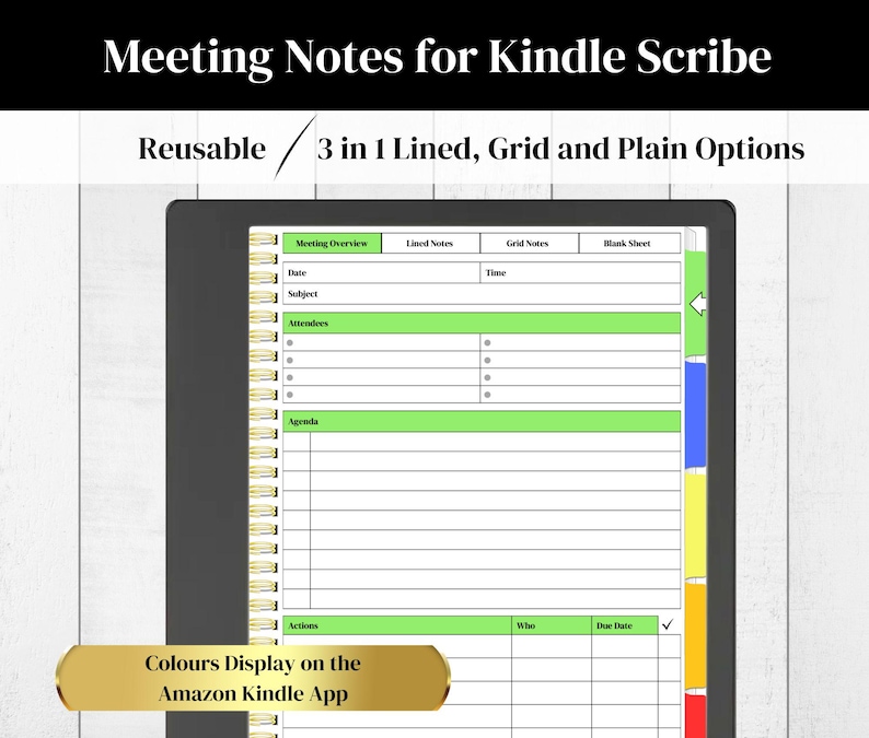 Meeting Notes PDF Template for the Amazon Kindle Scribe - Etsy