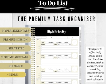 To Do List Compatible with the Remarkable 1 & 2, Kindle Scribe and Boox Devices, Digital Task Organiser, Weekly Task List Schedule, PDF