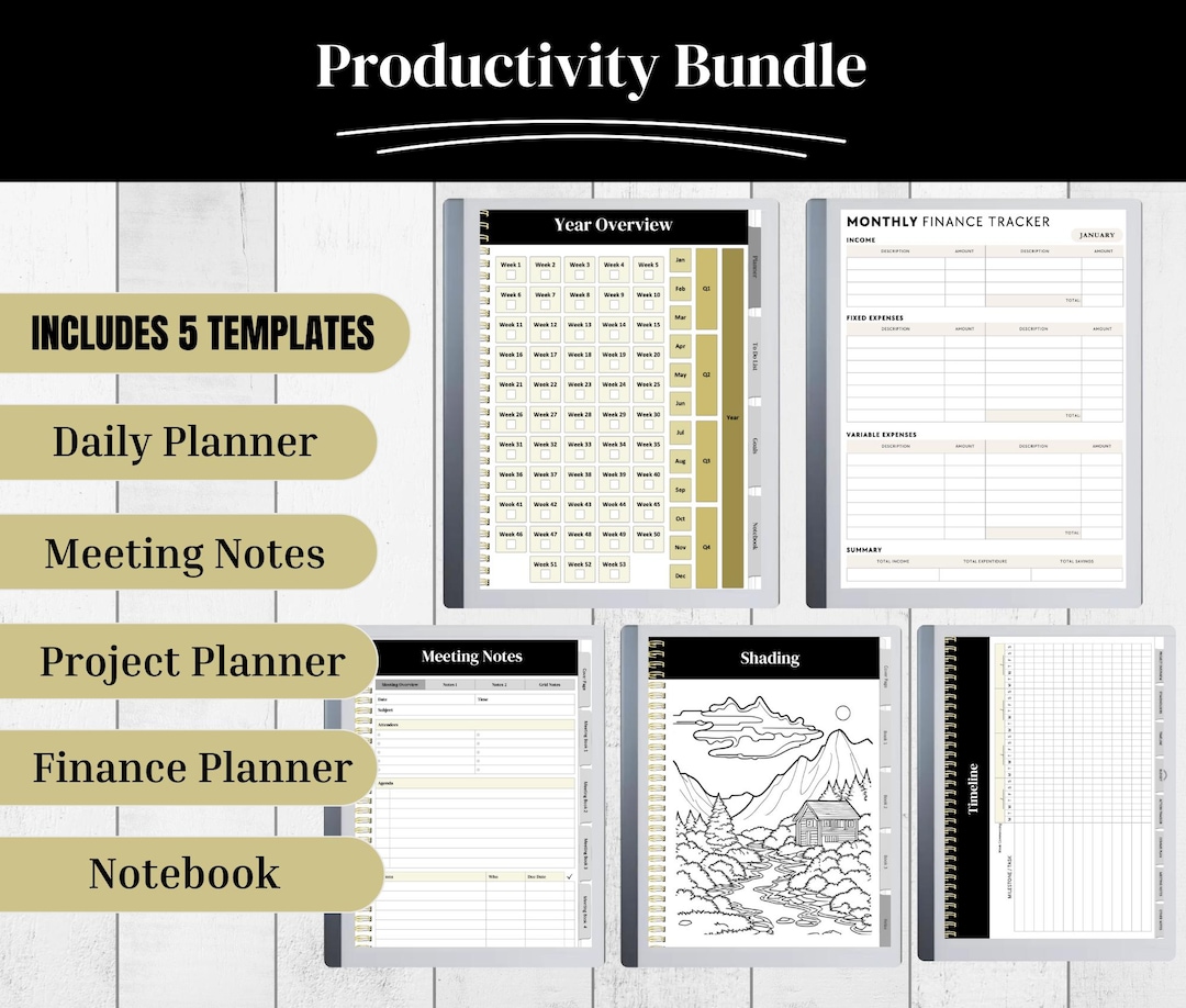 Productivity Bundle Productivity Bundle Compatible With Remarkable 2 | Daily Planner ...