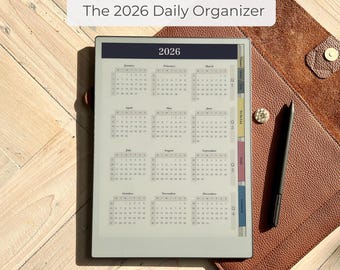 Organizador e Planejador Diário 2026 para reMarkable 1, 2, Pure e Paper Pro