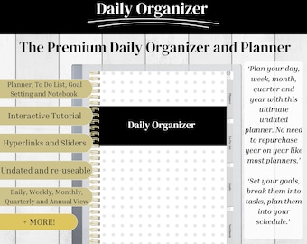 Daily Planner for reMarkable 1 & 2 and Boox | Premium Undated Daily Organizer | Weekly, Monthly, Quarterly, Annual View | PDF With Tutorial
