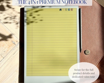5 in 1 Notebook for the reMarkable Paper Pro | Yellow, Legal, Plain, Margin / Non Margin | 100 Note Index | Limitless Duplication