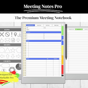 Modello PDF per appunti di riunione per reMarkable Paper Pro / a colori