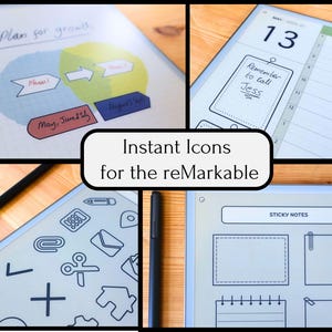 Icone istantanee per reMarkable, pacchetto varietà, immagini pronte per la selezione, non è necessario tracciare, forme riempite, supporto per rM 1, 2 e Paper Pro