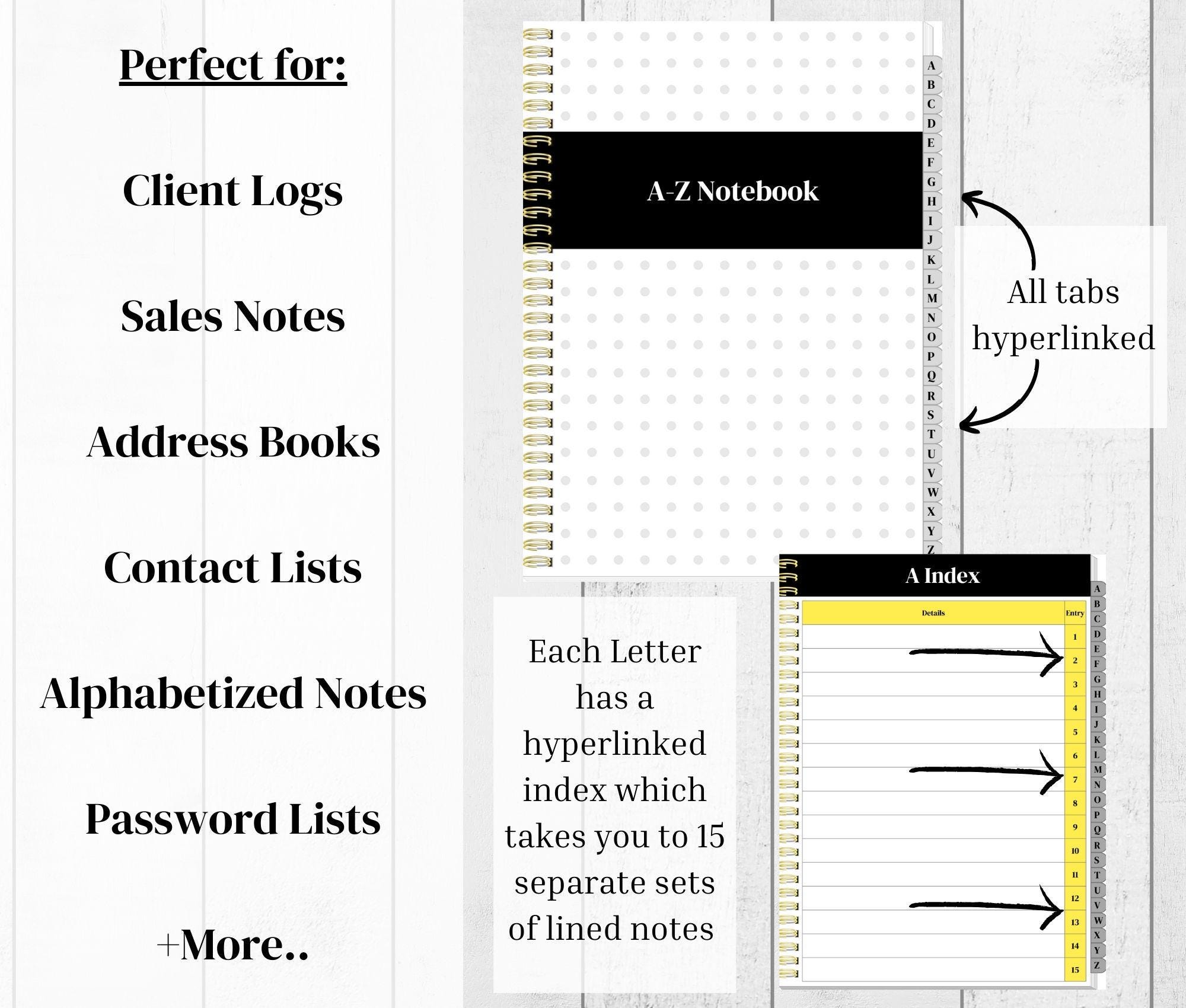 A-Z Notebook for the Remarkable Paper Pro | Alphabetical Tabs With ...