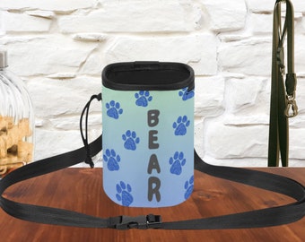 Custom Dog Training Bag, Personalized Dog Walk Pouch for treats, Paw Print pattern with dog name, dog mom birthday, dog dad birthday
