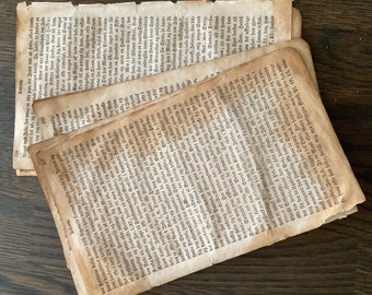 Antieke boekenpagina's. 1830. Natuurlijke veroudering. Epherma. Ongewenst dagboek. Gemengde media. Collage. bevat 10 pagina's. 22x13 cm.