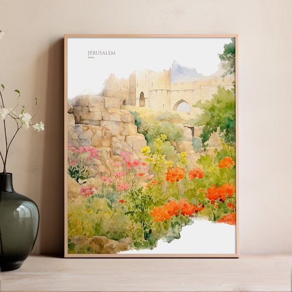 Jerusalem Print Watercolor Jerusalem Poster Jerusalem Gift Israel Print Jerusalem Wall Art Jerusalem Painting