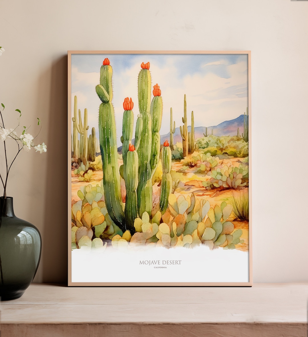 Mojave Desert Print Watercolor Mojave Desert Poster Mojave Desert Gift