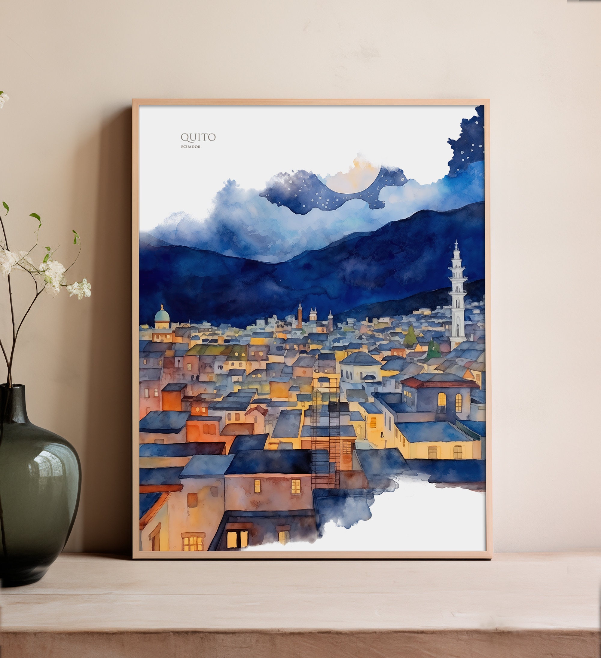 Quito Print Watercolor Quito Poster Quito Gift Ecuador Print Quito Wall