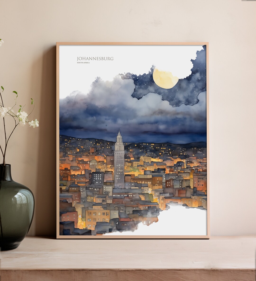 Johannesburg Print Watercolor Johannesburg Poster Johannesburg Gift