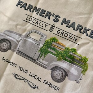 Organic Cotton Tote Bag: Vintage Truck Design, Farmer&#39;s Market Shopper