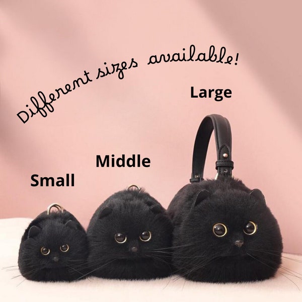 Unique black cat bag // kitty bag realistic pluche 100% cotton handmade