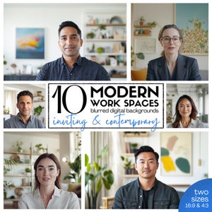 Modern Office Zoom Backgrounds: Professional Virtual Backdrop (Digital Download)