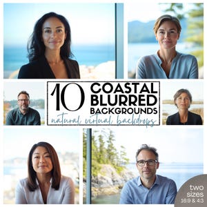 Coastal Blurred Backgrounds: Modern Home Office Zoom Backdrop (Digital Download)