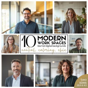 Modern Office Zoom Backgrounds: Neutral Work Spaces (10-Pack Digital Download)