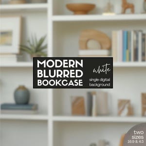 White Modern Blurred Bookcase Photo, Home Office Zoom Background, Teams Background for Video Calls, Minimalist Virtual Backdrop