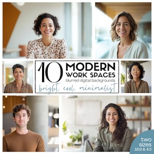Modern Office Zoom Backgrounds: Bright, Minimalist (10-Pack Digital Download)