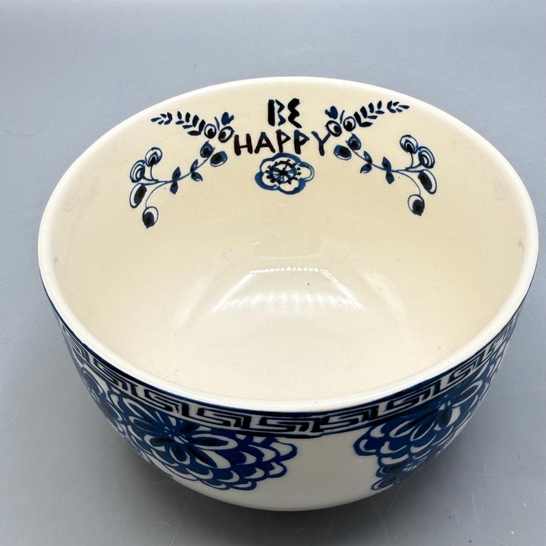 Scented Soy Candle - 25oz - Be Happy Blue Floral Bowl,Large Candles,Gift for Her - Anthropologie - Assorted Bowls - Repurposed & Sustainable bild 3