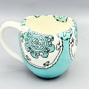 Custom Scented Soy Candle - 11oz - Gloriosa Mint Green Mandala Stoneware Mug - Anthropologie - Mugs - Repurposed & Sustainable image 3