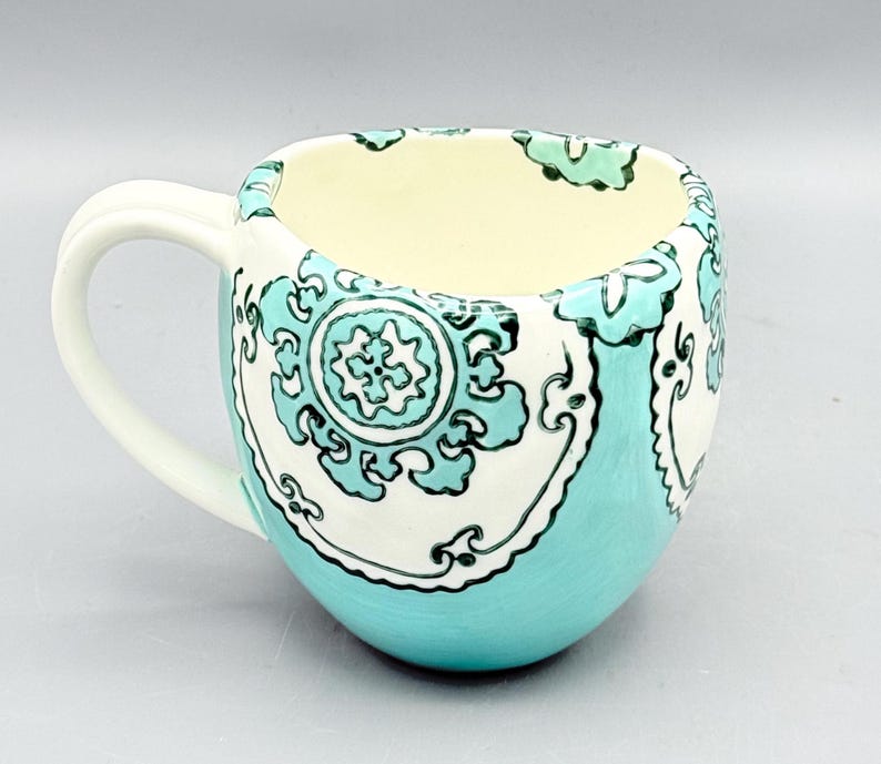 Custom Scented Soy Candle - 11oz - Gloriosa Mint Green Mandala Stoneware Mug - Anthropologie - Mugs - Repurposed & Sustainable image 3
