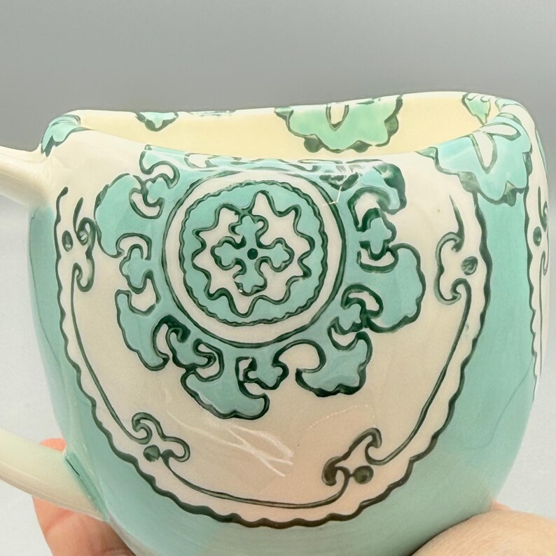 Custom Scented Soy Candle - 11oz - Gloriosa Mint Green Mandala Stoneware Mug - Anthropologie - Mugs - Repurposed & Sustainable image 10