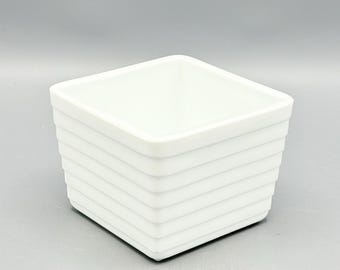 Custom Scented Soy Candle -13oz -White Milk Glass Ribbed Square Planter/Cachepot - Hand Curated-Vintage Milk Glass - Repurposed/Sustainable