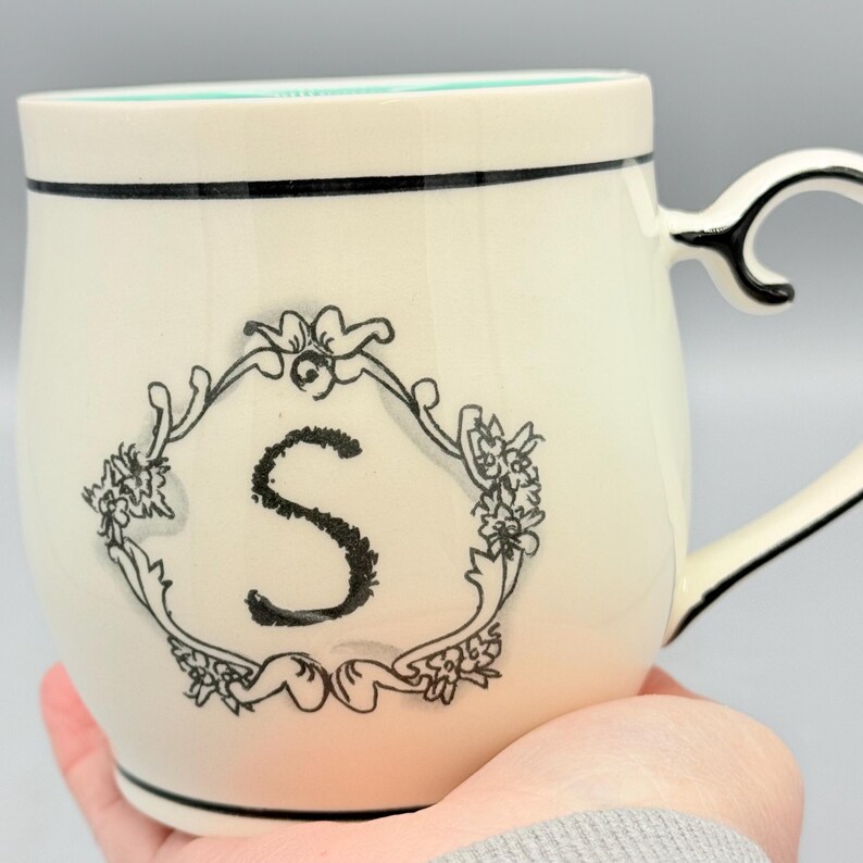 Custom Scented Soy Candle - 13oz - Katie Mandy Letter S Mug Teal Polka Dot Interior - Anthropologie - Mugs - Repurposed & Sustainable image 2