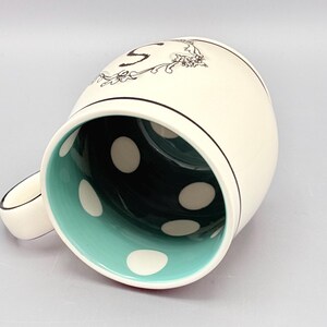 Custom Scented Soy Candle - 13oz - Katie Mandy Letter S Mug Teal Polka Dot Interior - Anthropologie - Mugs - Repurposed & Sustainable image 7