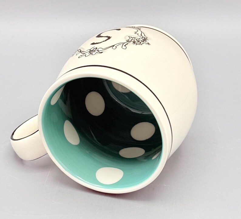 Custom Scented Soy Candle - 13oz - Katie Mandy Letter S Mug Teal Polka Dot Interior - Anthropologie - Mugs - Repurposed & Sustainable image 7