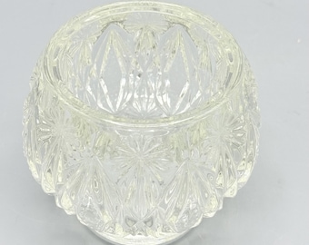 Custom Scented Soy Candle - 9oz - Starbust And Diamond Cut Glass Bowl, Retro Classy Home - Avon - Vintage Glass - Repurposed & Sustainable