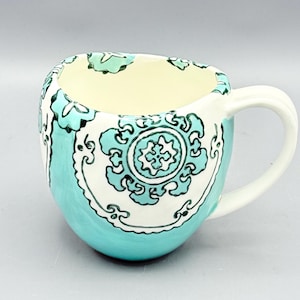 Custom Scented Soy Candle - 11oz - Gloriosa Mint Green Mandala Stoneware Mug - Anthropologie - Mugs - Repurposed & Sustainable image 1