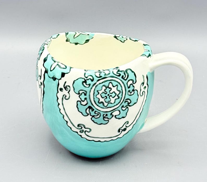 Custom Scented Soy Candle - 11oz - Gloriosa Mint Green Mandala Stoneware Mug - Anthropologie - Mugs - Repurposed & Sustainable image 1