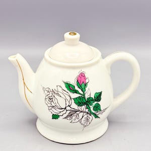 Custom Scented Soy Candle - 12oz - Vtg Sears Porcelain Rosebud Pattern Tea Pot, Japan - Sears - Vintage Assorted - Repurposed & Sustainable