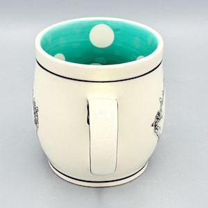 Custom Scented Soy Candle - 13oz - Katie Mandy Letter S Mug Teal Polka Dot Interior - Anthropologie - Mugs - Repurposed & Sustainable image 6