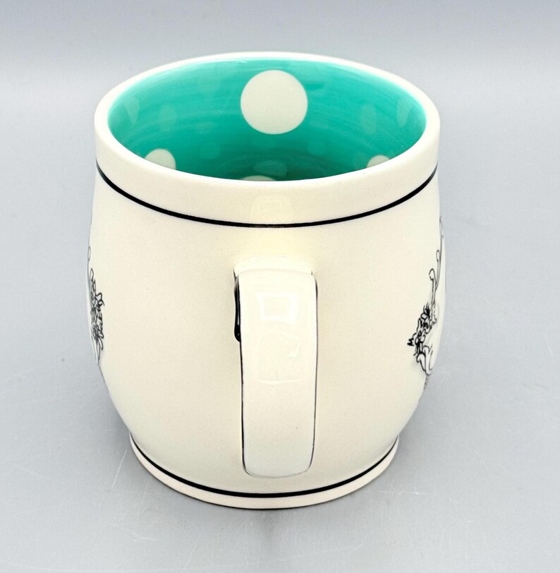 Custom Scented Soy Candle - 13oz - Katie Mandy Letter S Mug Teal Polka Dot Interior - Anthropologie - Mugs - Repurposed & Sustainable image 6