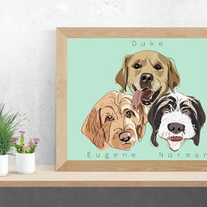 Digital, Three Pets, Custom Pet Portraits, Digital Custom Pet Portraits