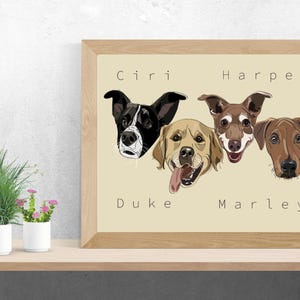 Digital, Four Pets, Custom Pet Portraits, Digital Custom Pet Portraits