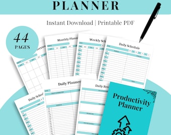 Cyfrowy planer bez daty: Kalendarz GoodNotes, dzienny, tygodniowy, miesięczny (plik PDF do druku)