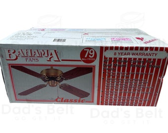 42 "Deckenfächer Antik-Messing 4 Flügel in Eichenoptik Vintage Bahama 79 Deluxe