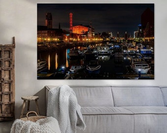 Wall picture 40 x 30 cm, canvas on 2 cm stretcher frame* The Duisburg Marina Harbor *
