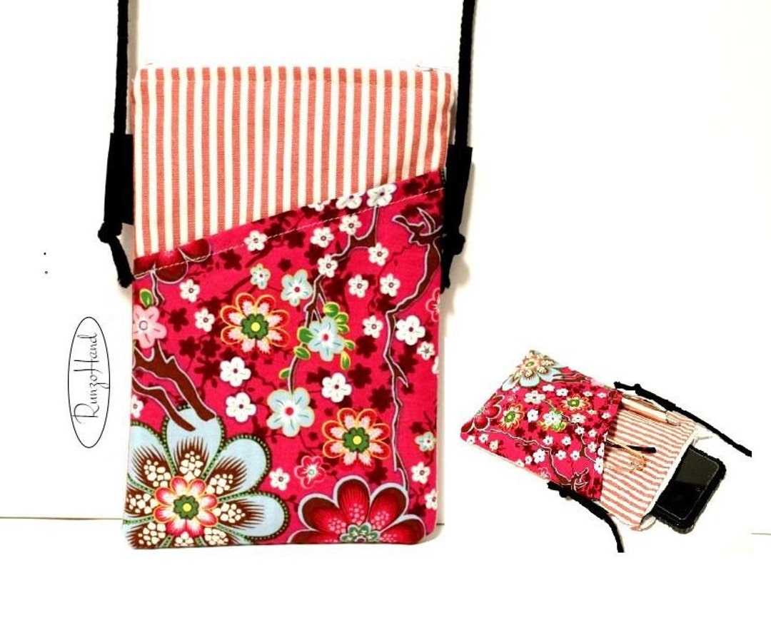 Cell Phone Bag to Hang Around Your Neck, Fabric Cell Phone Bag, Phone