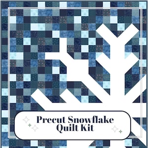 Precut Quilt Kit – Ready to Sew, Snowflake Throw, Modern Scrappy Blues, Includes Pattern (60" x 72")
