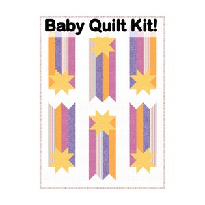 Wish Baby Quilt Kit | Includes Pattern by Cluck Cluck Sew | 36in x 50in Baby Size Quilt Kit | Shades of Pink, purple, orange