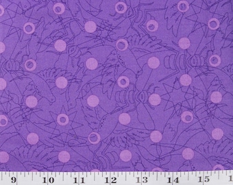 Sun Print 2022 - 10th Anniversary - Link - Plum A-8484-P by Alison Glass for Andover | Purple fabric with bugs and birds