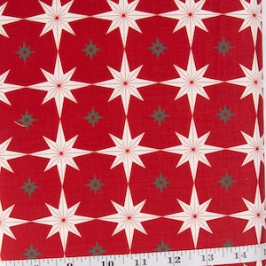Merry Little Christmas Starbursts Red C14843-RED by Riley Blake Fabrics, White stars on Red